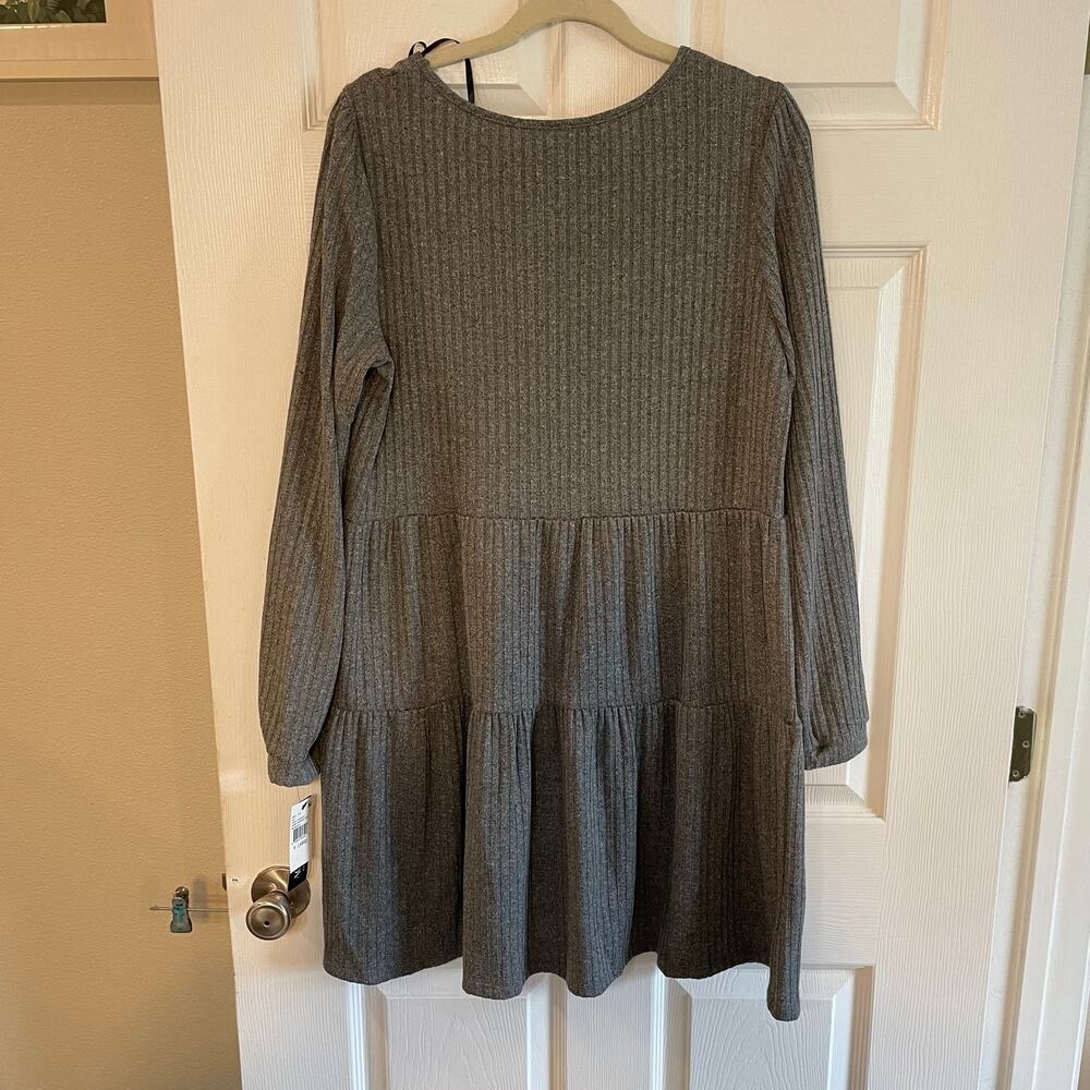 NWT Women’s AGB Dress Heather Grey ribbed  knit comfort long sleeve size XL - Picture 2 of 14